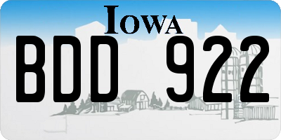 IA license plate BDD922