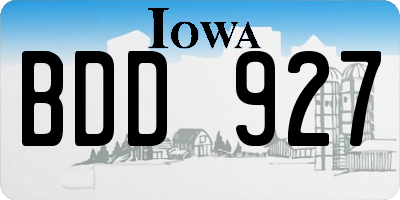 IA license plate BDD927