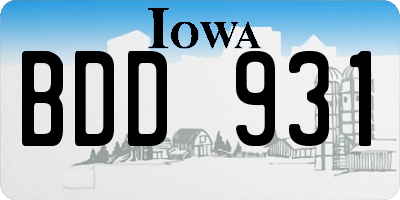 IA license plate BDD931