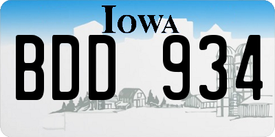 IA license plate BDD934