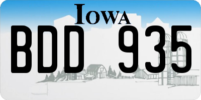 IA license plate BDD935