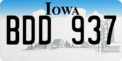 IA license plate BDD937
