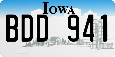 IA license plate BDD941