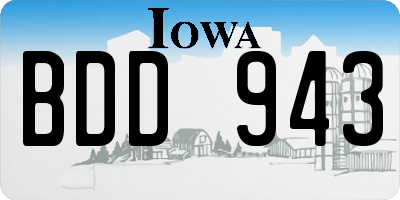 IA license plate BDD943