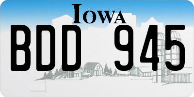 IA license plate BDD945