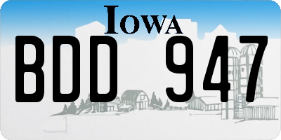IA license plate BDD947