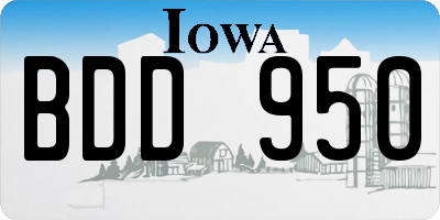 IA license plate BDD950