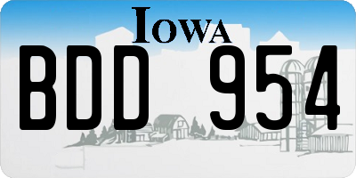 IA license plate BDD954