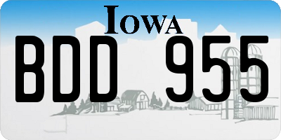 IA license plate BDD955