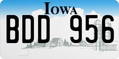 IA license plate BDD956
