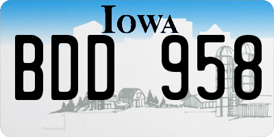 IA license plate BDD958
