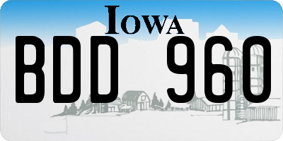 IA license plate BDD960