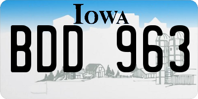 IA license plate BDD963