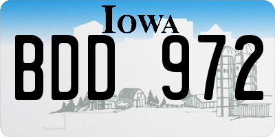 IA license plate BDD972