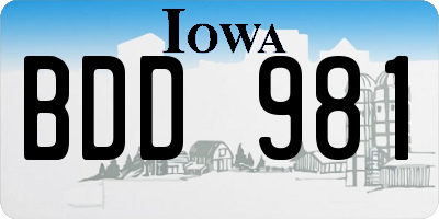 IA license plate BDD981