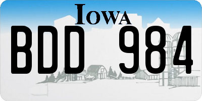 IA license plate BDD984