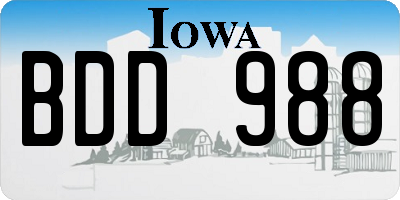 IA license plate BDD988