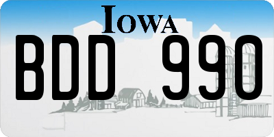 IA license plate BDD990
