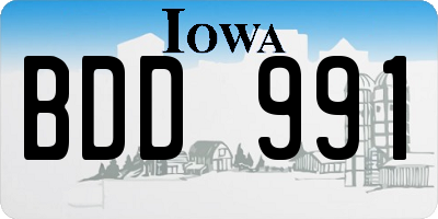 IA license plate BDD991