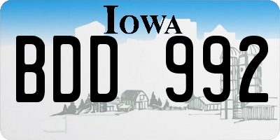 IA license plate BDD992