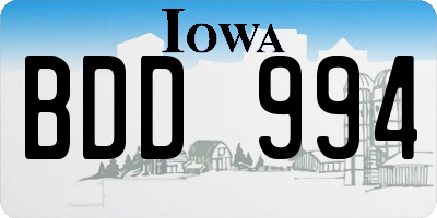 IA license plate BDD994