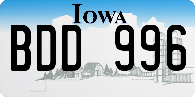 IA license plate BDD996