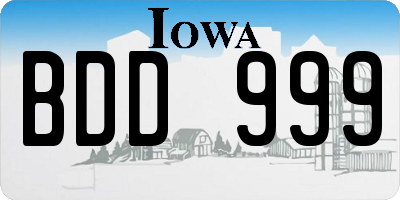 IA license plate BDD999