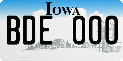 IA license plate BDE000