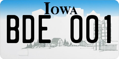 IA license plate BDE001