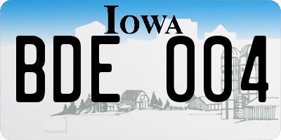 IA license plate BDE004