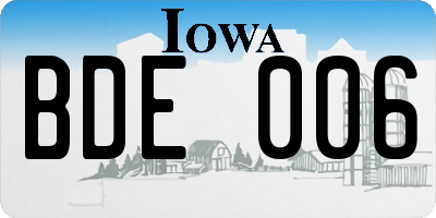 IA license plate BDE006