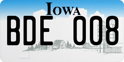 IA license plate BDE008