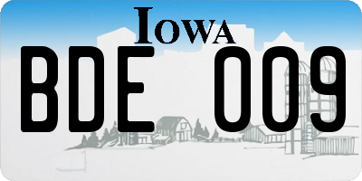 IA license plate BDE009