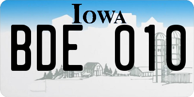IA license plate BDE010