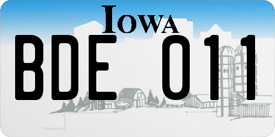 IA license plate BDE011