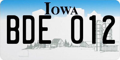 IA license plate BDE012