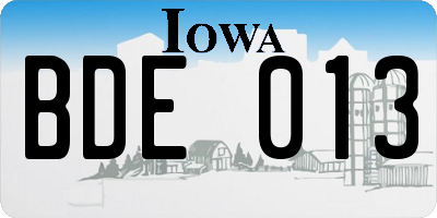 IA license plate BDE013