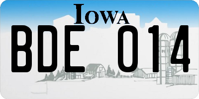 IA license plate BDE014