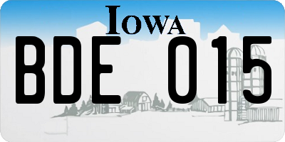 IA license plate BDE015