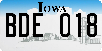 IA license plate BDE018