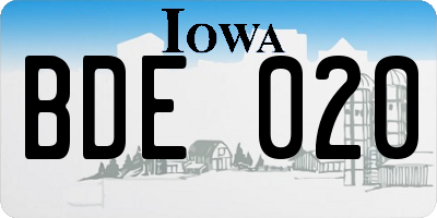 IA license plate BDE020