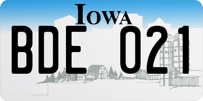 IA license plate BDE021