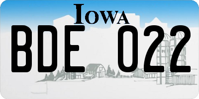 IA license plate BDE022