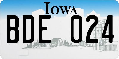 IA license plate BDE024