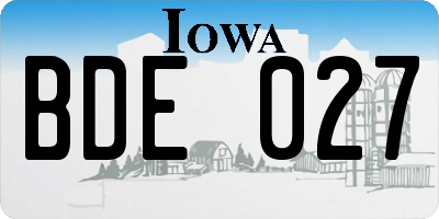 IA license plate BDE027