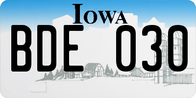 IA license plate BDE030
