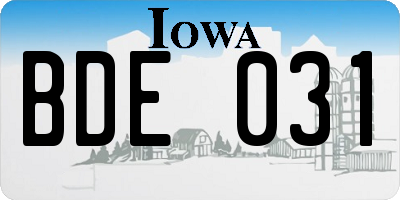 IA license plate BDE031