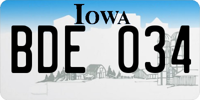 IA license plate BDE034