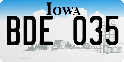 IA license plate BDE035