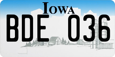 IA license plate BDE036